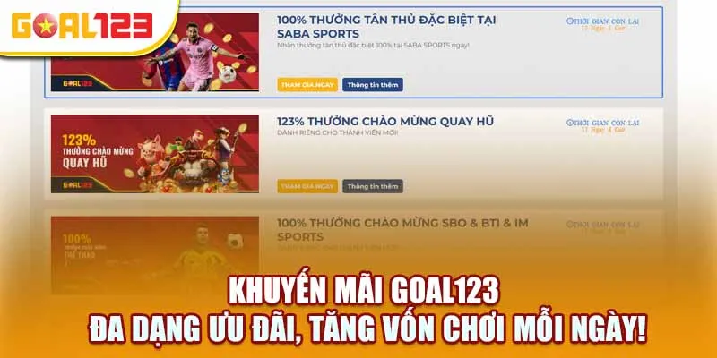 Hệ thống Goal123 – Đa dạng ưu đãi, tăng vốn chơi mỗi ngày!
