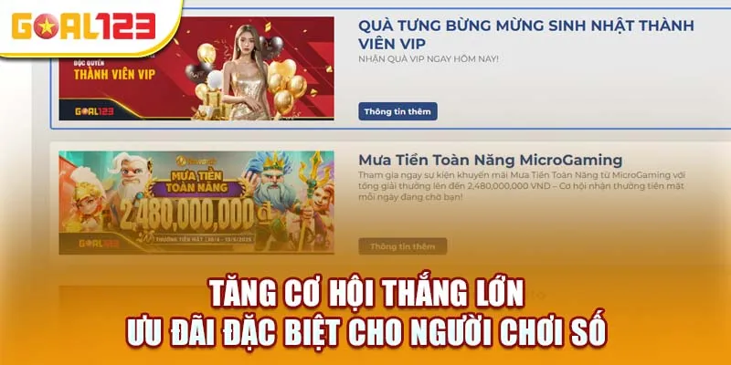 Ưu đãi xổ số Goal123 với hoàn trả và thưởng nạp